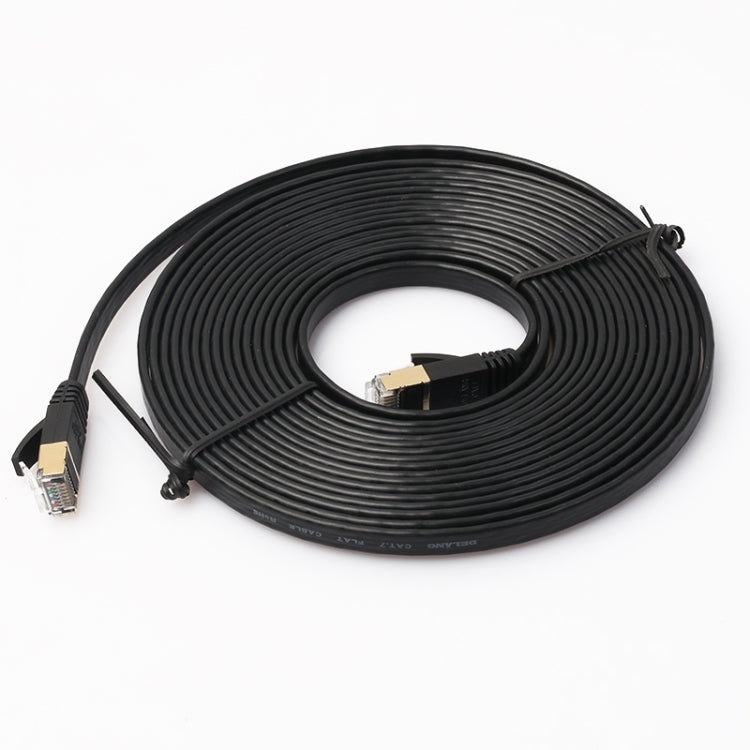 Câble de raccordement ultra-plat 5 m CAT7 10 Gigabit Ethernet pour réseau LAN modem-routeur - Construit avec des connecteurs RJ45 blindés (Noir)