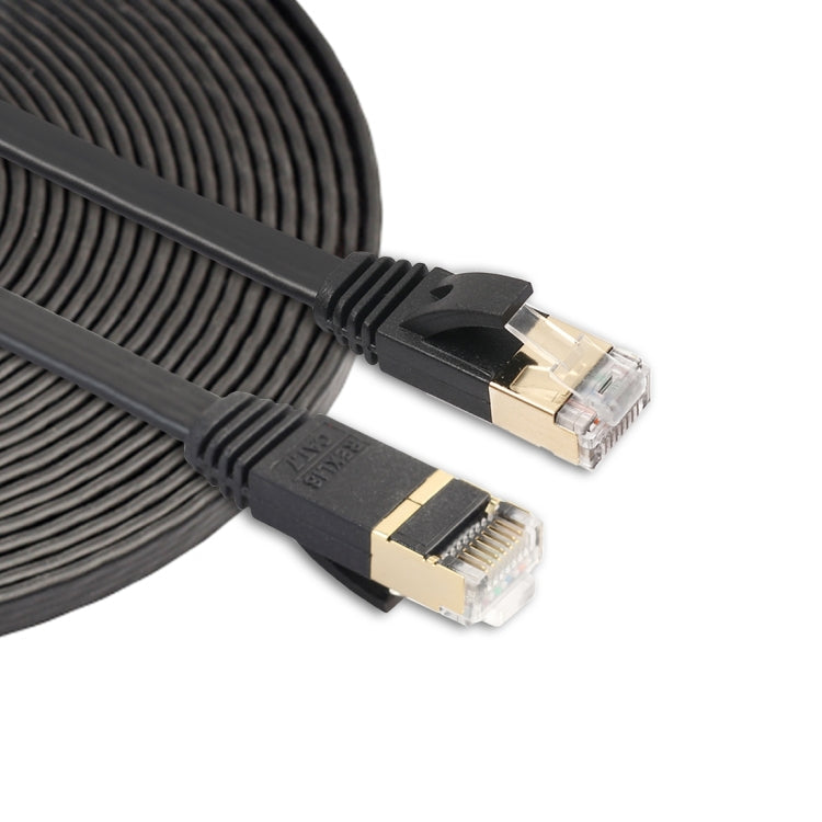 Cable de conexión ultraplano de 5 m CAT7 10 Gigabit Ethernet Para red LAN de enrutador de módem - Construido con Conectores RJ45 blindados (Negro)