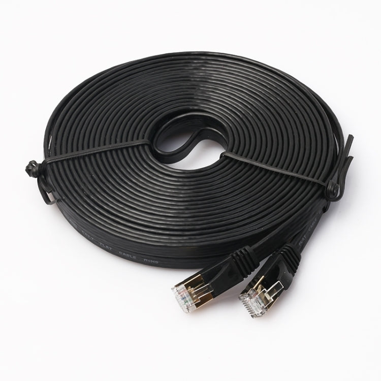10m Ultra-Plat CAT7 10 Gigabit Ethernet Patch Cable Pour Modem Routeur Réseau LAN - Construit avec des Connecteurs RJ45 Blindés (Noir)