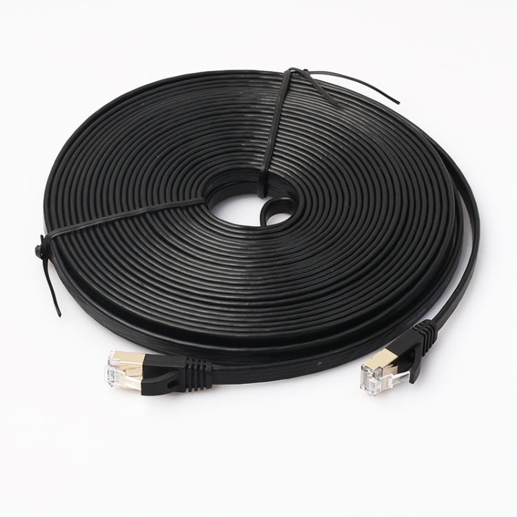 15m Ultra-Flat CAT7 10 Gigabit Ethernet Patch Cable For Modem Router LAN Network - Built with Shielded RJ45 Connectors (Black)
