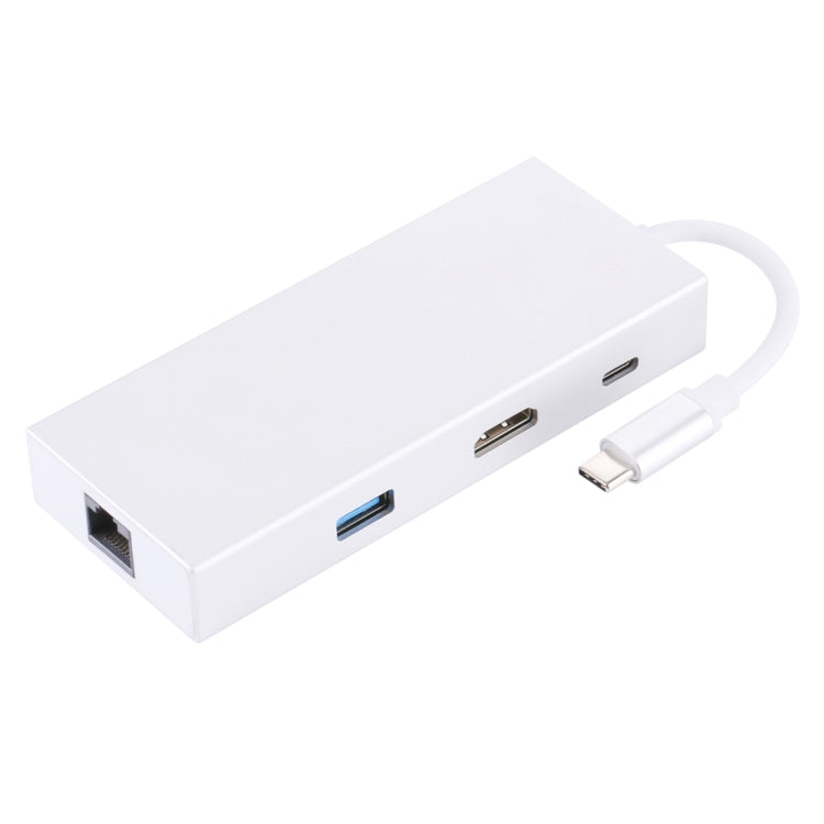 USB-C / Type-C to HDMI &amp; RJ45 &amp; 2 x USB 3.0 &amp; SD &amp; Micro SD HUB Card Reader Adapter with USB-C / Type-C Charging for Macbook / New Macbook Pro / Huawei Matebook