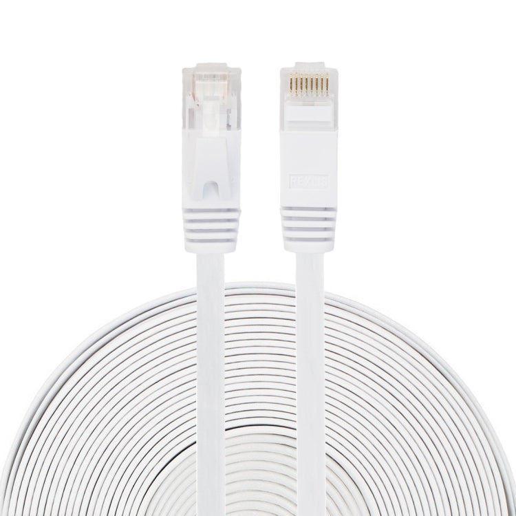 Cable LAN de red Ethernet plano ultrafino CAT6 de 20 m Cable de conexión RJ45 (Blanco)