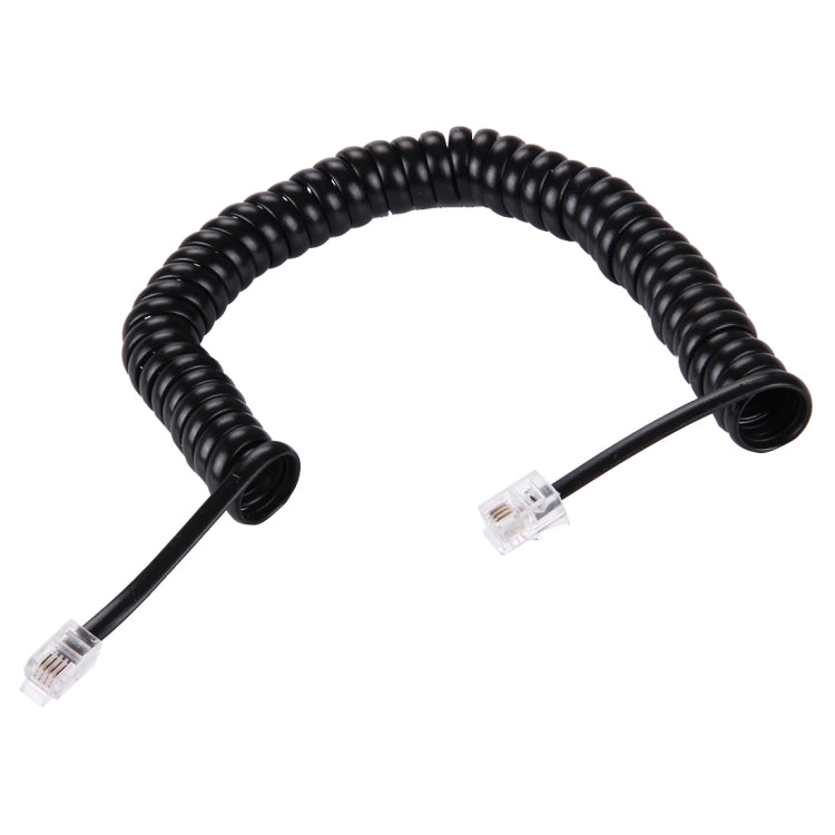 4 fils mâle à mâle RJ11 type ressort câble de bobine d'extension téléphonique longueur extensible : 2 m (noir)