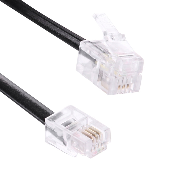 4 Core Male to Male RJ11 Spring Type Telephone Extension Coil Cord Cable Stretch Length: 2m (Black)