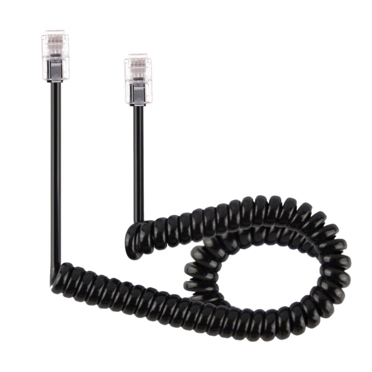 Cable de Cable de bobina de extensión de Teléfono tipo resorte RJ11 Macho a Macho de 4 núcleos longitud de estiramiento: 3 m (Negro)