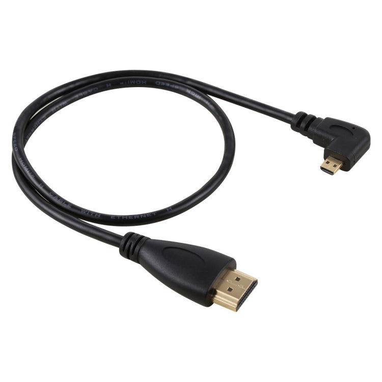 50cm 4K HDMI Male to Micro HDMI Left Angled Male Gold Plated Connector Adapter Cable