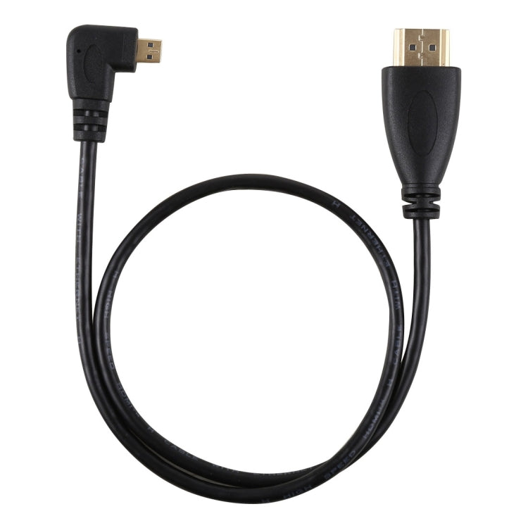 50 cm 4K HDMI mâle vers Micro HDMI mâle à angle gauche connecteur plaqué or câble adaptateur