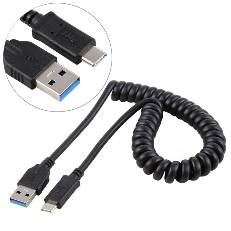 Câble d'extension à ressort rétractable mâle USB 3.0 haute vitesse de 1,5 m vers USB-C / Type-C