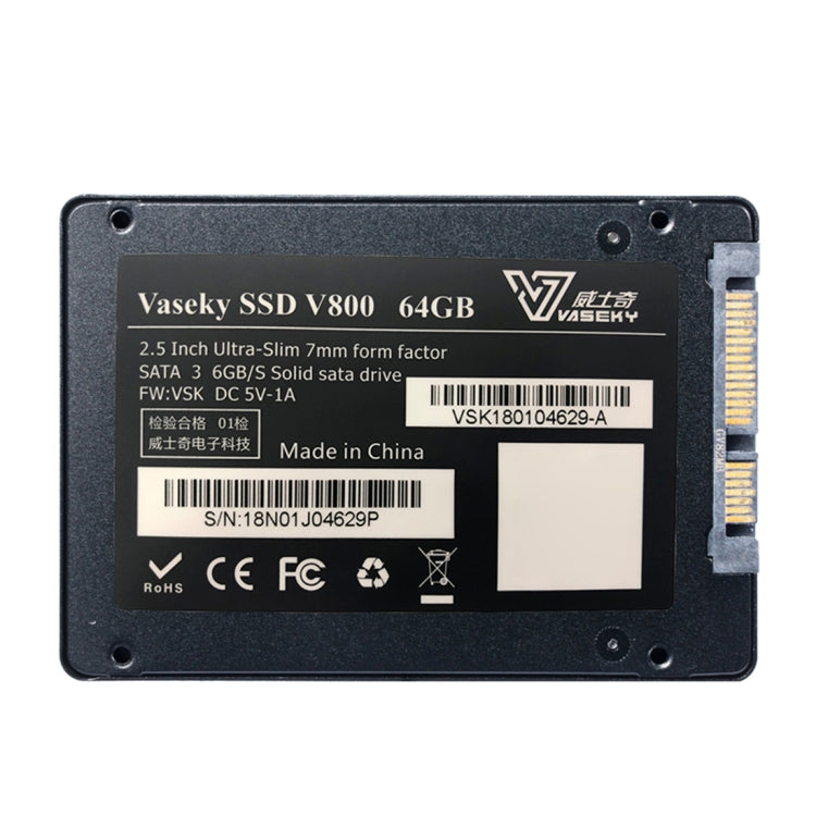 Vaseky V800 64GB 2.5 inch SATA3 6GB/s Ultra-thin 7mm Solid State Drive SSD Hard Disk Drive For Desktop Laptop
