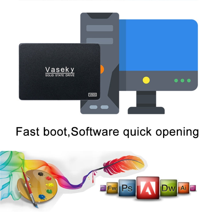 Vaseky V800 64GB 2.5 pouces SATA3 6GB/s Ultra-mince 7mm Solid State Drive SSD Disque dur pour ordinateur portable de bureau