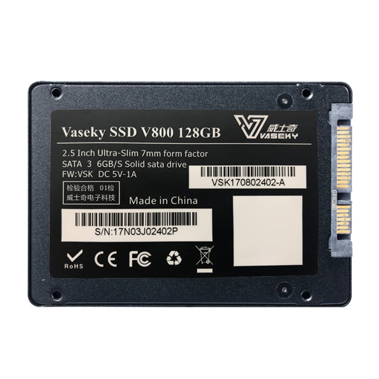 Vaseky V800 128GB 2.5 pulgadas SATA3 6GB / s Unidad de estado sólido ultradelgada de 7 mm Unidad de Disco Duro SSD Para computadora de escritorio Portátil