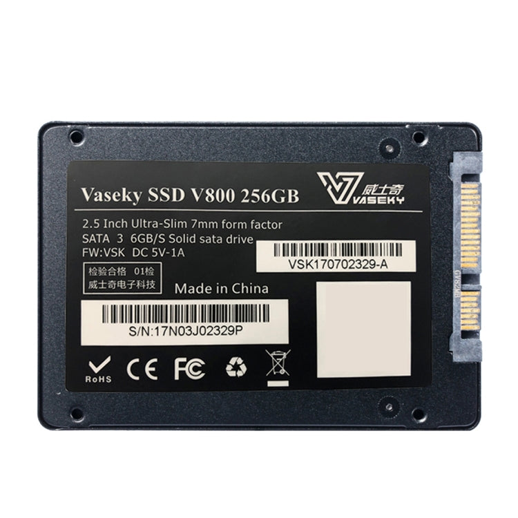Vaseky V800 256GB 2.5 pulgadas SATA3 6GB / s Unidad de estado sólido ultradelgada de 7 mm Unidad de Disco Duro SSD Para computadora de escritorio Portátil