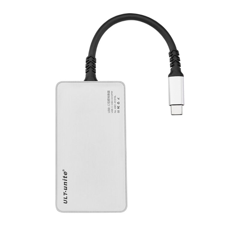 Ult-Unite 5 en 1 USB-C / TYPE-C vers 3,5 mm Audio + VGA + DP + HDMI + PD Port Adaptateur HUB Multifonctionnel (Blanc)