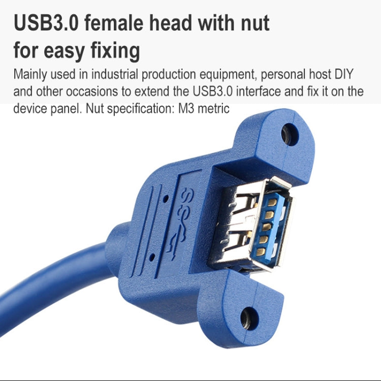 USB 3.0 Female Extension Cable with Screw Nut Cable Length: 30cm