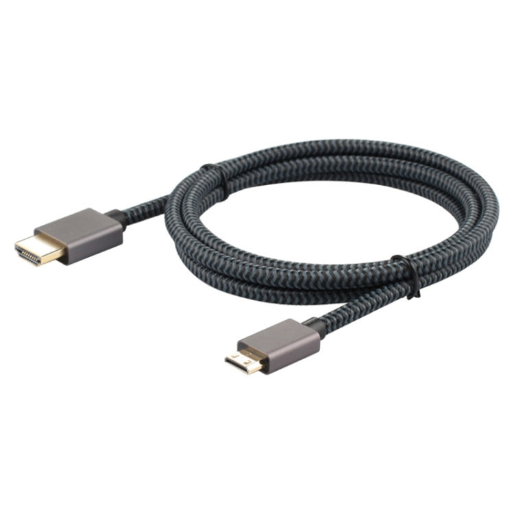 Uld-Unite Head-chapado en Oro HDMI 2.0 Macho a Mini HDMI Cable trenzado de Nylon longitud del Cable: 2m (Negro)