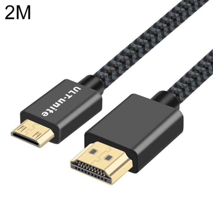 Uld-Unite Head-Gold Plated HDMI 2.0 Male to Mini HDMI Cable Nylon Braided Cable length: 2m (Black)