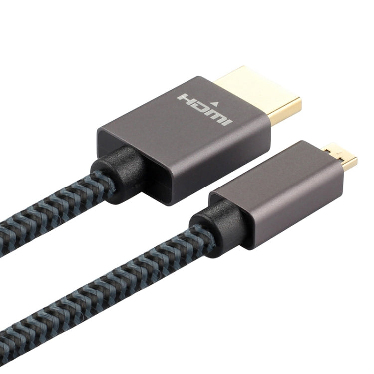 Uld-Uning Gold-Silver HDMI Male Head to Micro HDMI Nylon Braided Cable Cable length: 2m (Black)