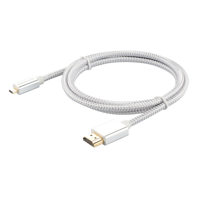 Uld-Unite Head-chapado en Oro HDMI Macho a Micro HDMI Cable trenzado de Nylon longitud del Cable: 3M (Plata)