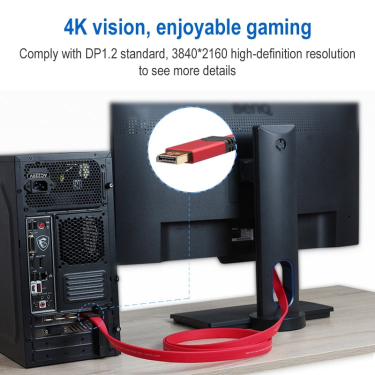 4K 60Hz DisplayPort 1.2 Male to Displayport 1.2 Male Aluminum Casing Flat Adapter Cable Cable length: 2m (Red)