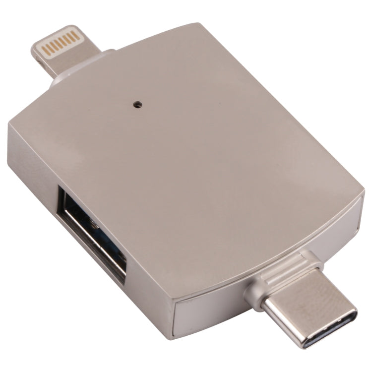 4 en 1 8 broches + USB-C / Type-C mâle vers USB 3.0 + lecteur de carte USB femelle OTG