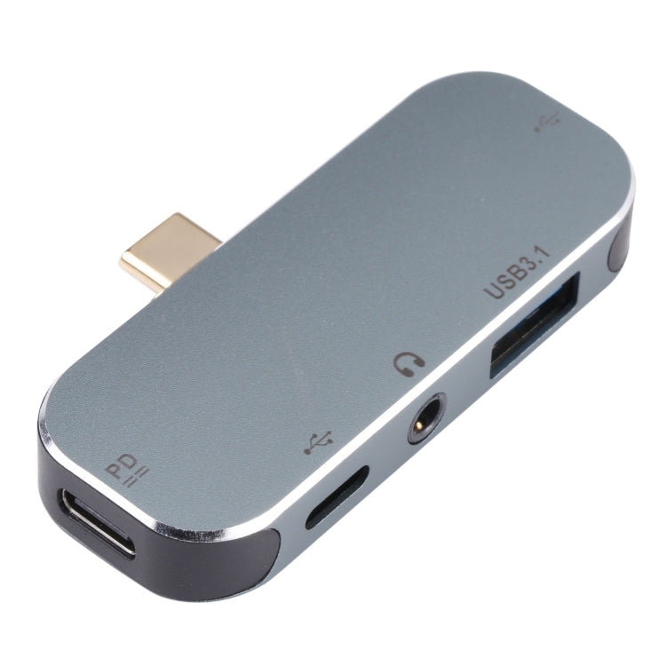 Adaptateur 5 en 1 USB-C / TYPE-C mâle vers double USB-C / TYPE-C + AUX 3,5 mm + USB 3.1 + USB femelle