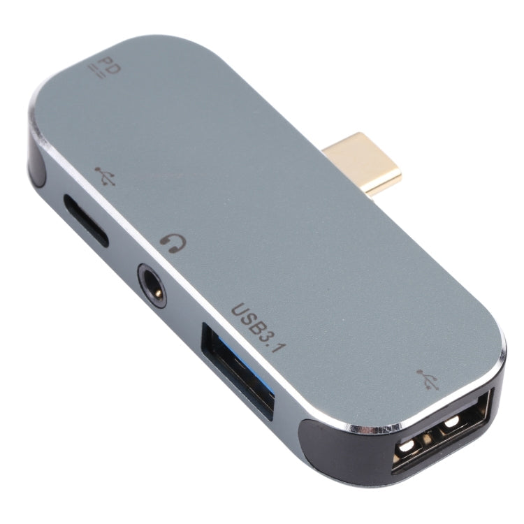 Adaptateur 5 en 1 USB-C / TYPE-C mâle vers double USB-C / TYPE-C + AUX 3,5 mm + USB 3.1 + USB femelle