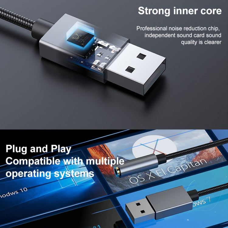 TA1A-C1 USB Macho a 3.5 mm Audio Auricular Adaptador Auricular (Silver Grey)