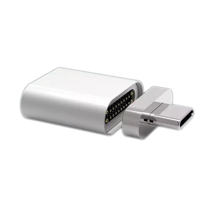 Recto USB-C / TYPE-C 3.1 Macho a USB-C / Tipo-C 3.1 Adaptador Magnético de 20 Pines (Plata)
