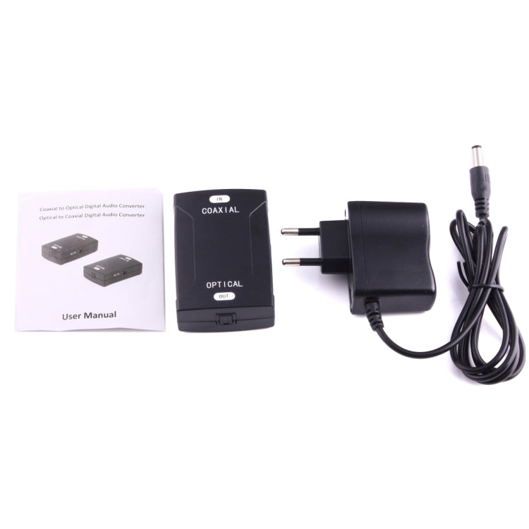 Digital Audio Converter Adapter from RCA Coaxial Input to Optical Toslink Output (Black)