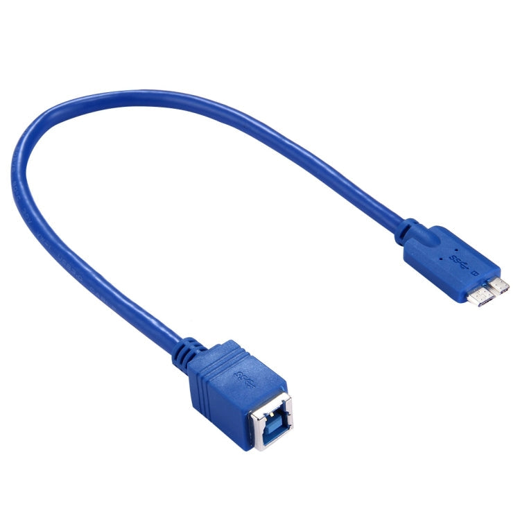 Câble adaptateur de connecteur USB 3.0 B femelle vers Micro B mâle de 30 cm pour imprimante/disque dur (bleu)