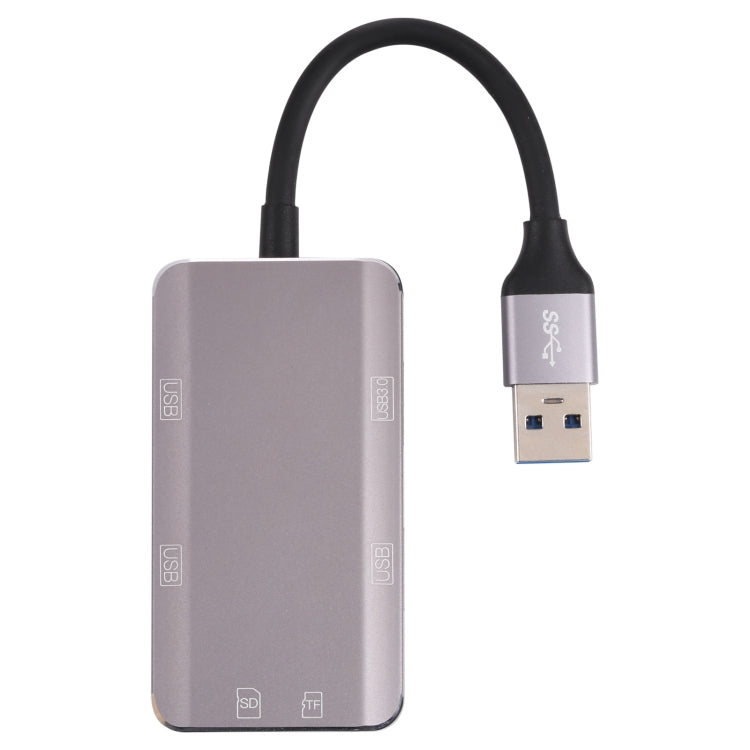 NK-3049HD 6 in 1 USB Male to MS/TF Card Slot + USB 3.0 + 3 USB 2.0 Female Adapter