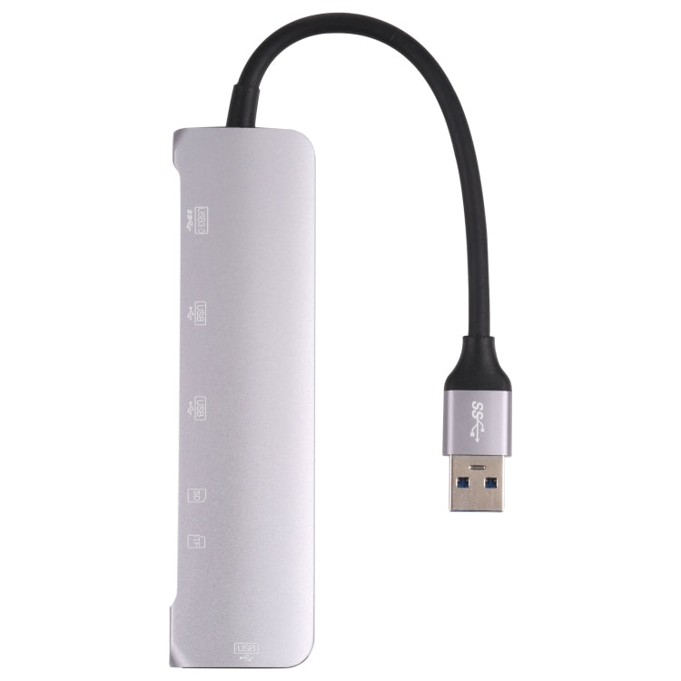 NK-3043HD 6 in 1 USB Male to TF/SD Slot + USB 3.0 + 3 USB 2.0 Female Adapter