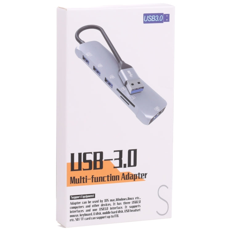 NK-3043HD 6 in 1 USB Male to TF/SD Slot + USB 3.0 + 3 USB 2.0 Female Adapter