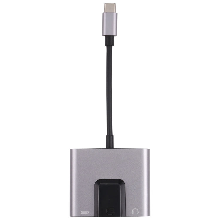 NK-1056TC 3 en 1 USB-C/TYPE-C mâle vers USB-C/Type-C charge + Ethernet + adaptateur casque femelle 3,5 mm
