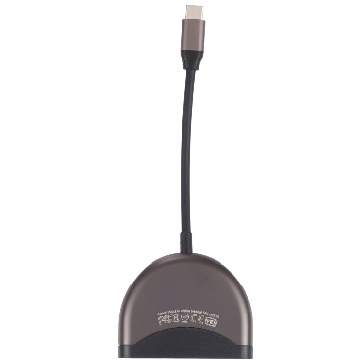 NK-3039 5 in 1 USB-C / TYPE-C Male to TF / SD Card Slot + 3 USB Female Adapter