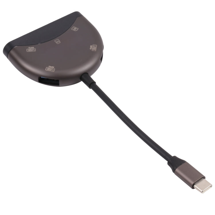 NK-3039 5 en 1 USB-C / TYPE-C Mâle vers Fente pour Carte TF / SD + 3 Adaptateur USB Femelle