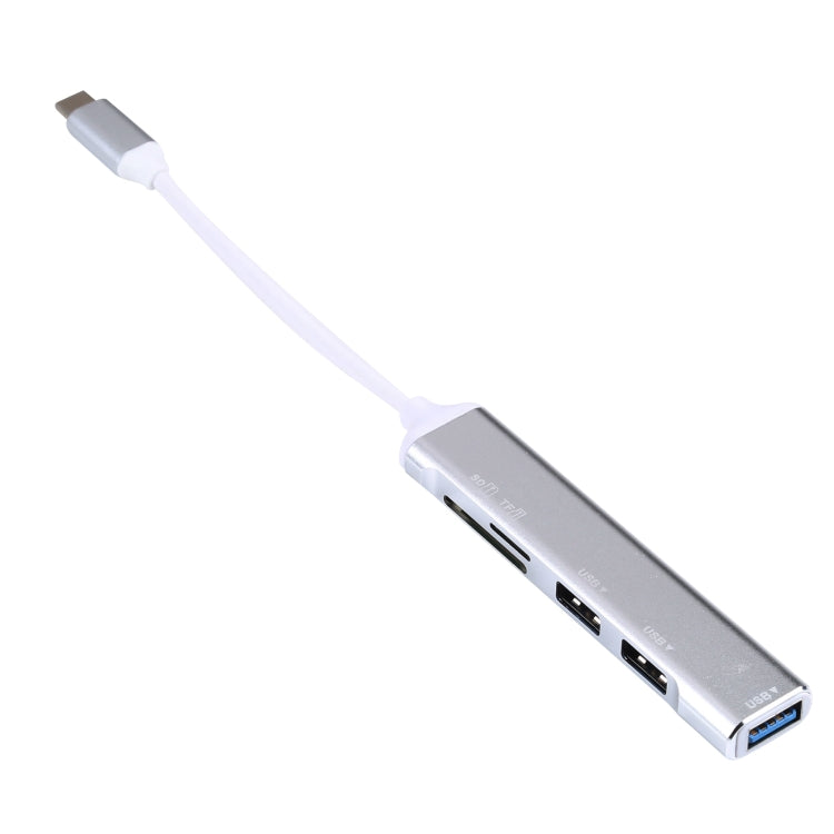 5 en 1 USB-C/TYPE-C 3.1 vers emplacement pour carte SD/TF + 3 ports USB 3.0 station d'accueil hub multifonctionnelle (gris)