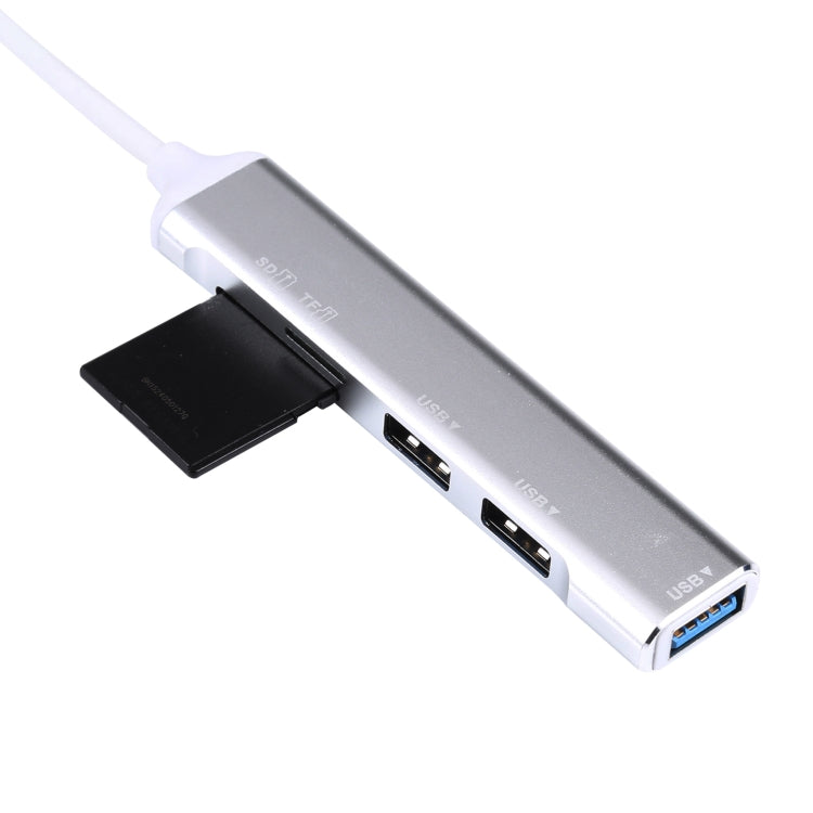 5 en 1 USB-C/TYPE-C 3.1 vers emplacement pour carte SD/TF + 3 ports USB 3.0 station d'accueil hub multifonctionnelle (gris)