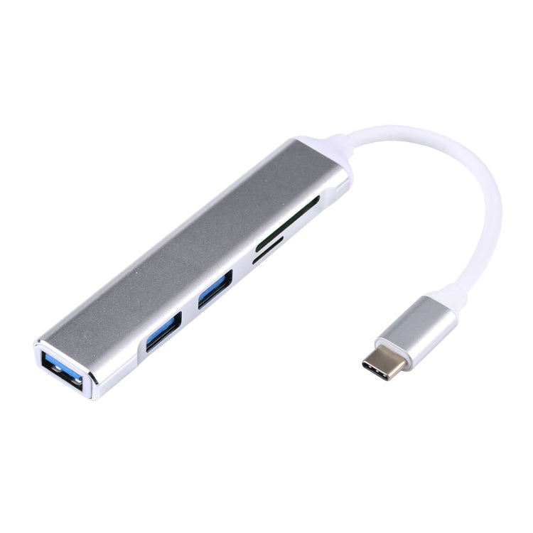 5 en 1 USB-C / TYPE-C 3.1 a SD / TF Tarjeta Slot + 3 Puertos USB 3.0 Estación de acoplamiento multifuncional Hub (Gris)