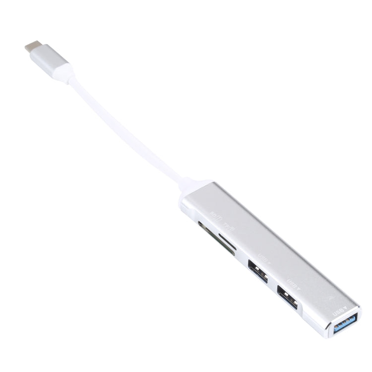 5 in 1 USB-C / TYPE-C 3.1 to SD / TF Card Slot + 3 USB 3.0 Ports Multifunctional Docking Station Hub (White)