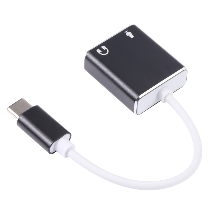 USB-C / TYPE-C to JACK HEADPHONE MicroFONES SOUND Card (Black)