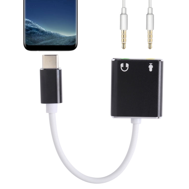 USB-C / TYPE-C to JACK HEADPHONE MicroFONES SOUND Card (Black)