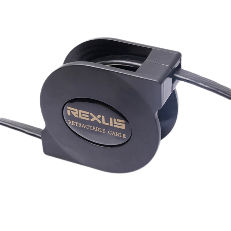 REXLIS 1.5m CAT7 10 Gigabit retráctil Flat Ethernet RJ45 Cable de red LAN (Negro)