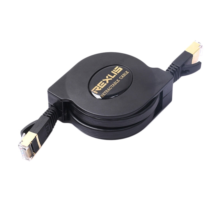 REXLIS 1.5m CAT7 10 Gigabit Retractable Flat Ethernet RJ45 LAN Network Cable (Black)
