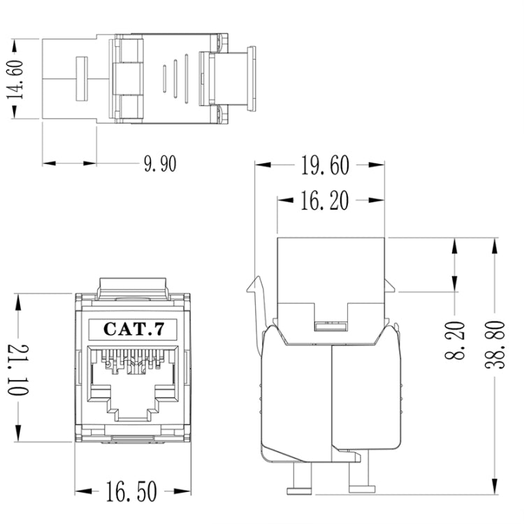 Módulo CAT7 Clase 7 Bloque madre de escudo de aleación de zinc 1208XHC7