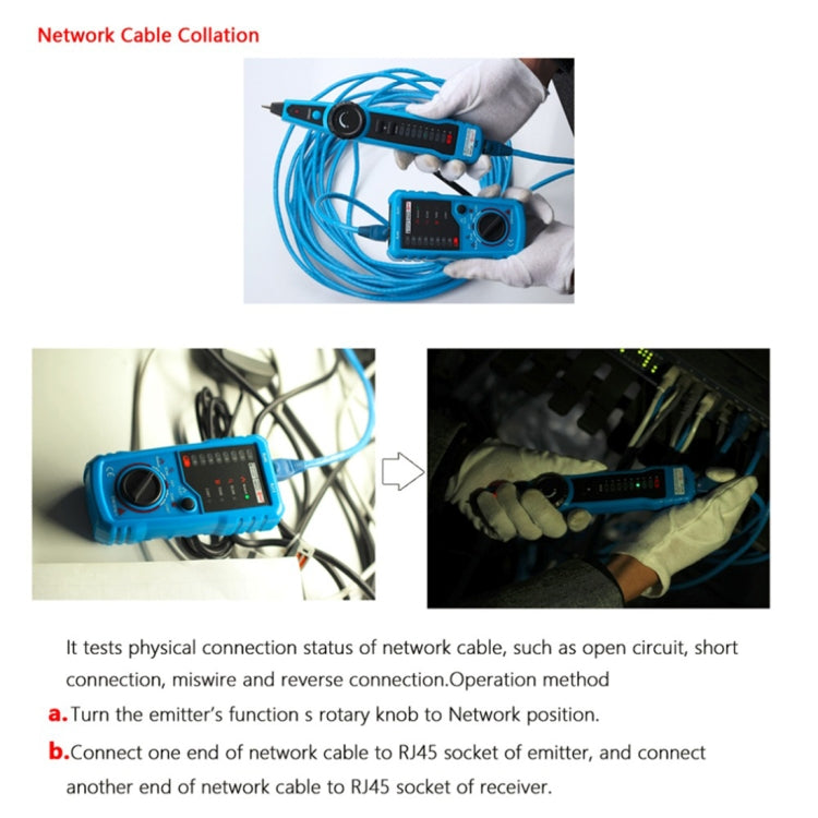 BSIDE FWT11 RJ11 / RJ45 Rastreador de Cables telefónicos Ethernet LAN Detector de Cables de red Buscador de línea