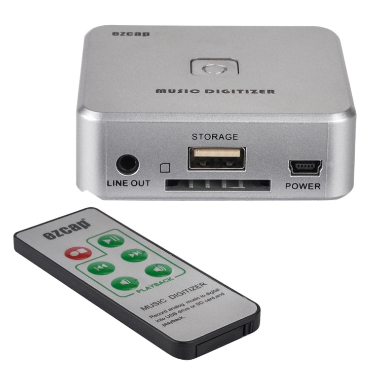 EZCAP241 3,5 mm RCA R/L convertisseur de numériseur audio analogique carte adaptateur d'enregistrement de capture audio vers musique MP3 (argent)