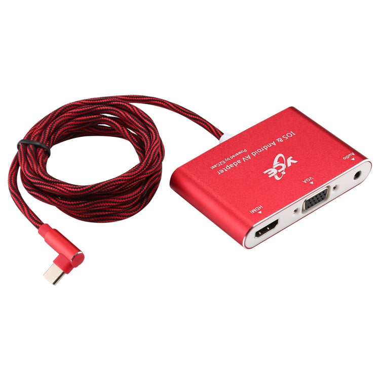 Adaptador AV USB-C / Type-C a VGA / HDMI / Audio multiPuerto Para IOS y Android