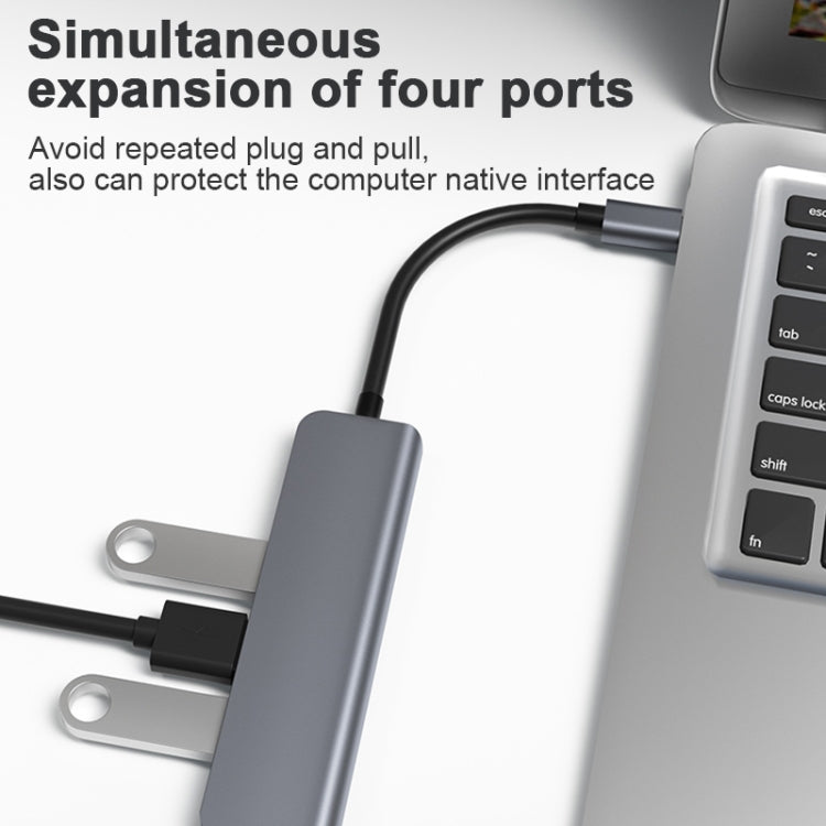 2008N 4 en 1 USB 3.0 X3 + HDMI multifunción inteligente Type-C / USB-C HUB Docking Station con Fuente de Alimentación