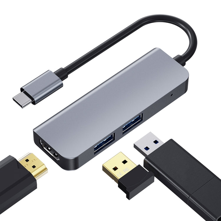 2008N 4 en 1 USB 3.0 X3 + HDMI Smart Multifonction Type-C / USB-C HUB Station d'accueil